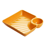2pcs Plastic Dumpling Plates with Sauce Compartment Square Serving Plates with Sauce Holder Serving Platter Tray for Party
