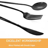 24-Piece Flatware Set, Stainless Steel Knife Fork Spoon Teaspoon Silverware Set, Service for 6, Mirror Black In Australia - Darrahopens