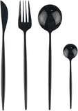 24-Piece Flatware Set, Stainless Steel Knife Fork Spoon Teaspoon Silverware Set, Service for 6, Mirror Black