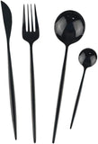 24-Piece Flatware Set, Stainless Steel Knife Fork Spoon Teaspoon Silverware Set, Service for 6, Mirror Black