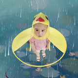 Kids Raincoat,Toddler Duck Raincoat and Umbrella Hat Waterproof UFO for Baby Girls and Boys (Yellow)