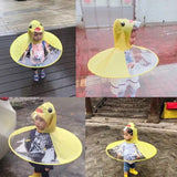 Kids Raincoat,Toddler Duck Raincoat and Umbrella Hat Waterproof UFO for Baby Girls and Boys (Yellow)