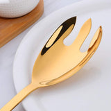 12 Inches Stainless Steel Salad Server Sets with Salad Spoon and Fork, Cooking Utensils for Kitchen,Simple and Classic Dishwasher