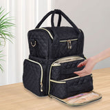 Nail Polish Organizer Holds Nail Polish Case with 2 Removable Bags and Tools Storage Pockets Black