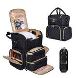 Nail Polish Organizer Holds Nail Polish Case with 2 Removable Bags and Tools Storage Pockets Black