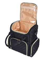 Nail Polish Organizer Holds Nail Polish Case with 2 Removable Bags and Tools Storage Pockets Black