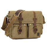 Canvas Crossbody Bag Messenger Bag Vintage Military Leather Canvas Laptop Bag / Messenger bag/College bag for any occasion. In Australia - Darrahopens