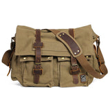 Canvas Crossbody Bag Messenger Bag Vintage Military Leather Canvas Laptop Bag / Messenger bag/College bag for any occasion. In Australia - Darrahopens