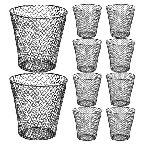 Round Wastepaper Basket, Wire Mesh Desk Metal Can Recycling Can Garbage Container for Bedroom Office(10pcs) In Australia - Darrahopens