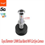 Tuya Diameter 12MM Wide Angle Fisheye Dual Frequency WiFi Door Eye Silver+Black
