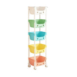 Cute 5-Tier Rolling Storage Rack Lockable Swivel Wheels Smiling Face Design Wide Openings Snack Toy Book Organizer For Bedroom Playroom Kitchen Living Room Apartment Home Decor Storage Carts In Australia - Darrahopens