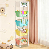Cute 5-Tier Rolling Storage Rack Lockable Swivel Wheels Smiling Face Design Wide Openings Snack Toy Book Organizer For Bedroom Playroom Kitchen Living Room Apartment Home Decor Storage Carts In Australia - Darrahopens