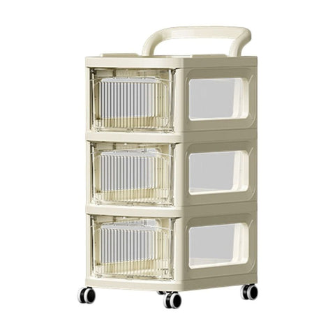 Multi-Layer Transparent Rolling Storage Cart Movable Wheels Large Capacity Organizer For Kitchen Utensils Bathroom Supplies Snacks Shoes Living Room Kitchen Bathroom Home Decor Storage Carts