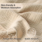 Cotton Muslin Blank 6 Layer Gauze Throw Blank Breathable Soft Absorbent Summer Blank for Bed Couch Travel All Season Use Lightweight