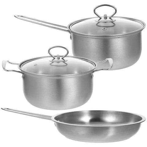 1Set Lightweight Stainless Steel Kitchen Pot Set Includes Frying Pan and Stock Pot In Australia - Darrahopens
