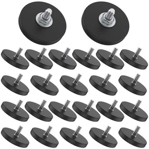 24 Pieces Rubber Coated Magnets 1.69 Inch 30 Lbs M6 Mounting Magnets Threaded Studs for Lighting