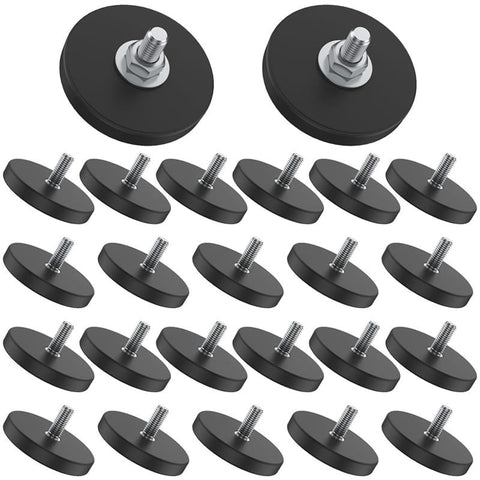 24 Pieces Rubber Coated Magnets 1.69 Inch 30 Lbs M6 Mounting Magnets Threaded Studs for Lighting