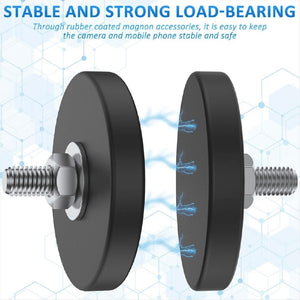 24 Pieces Rubber Coated Magnets 1.69 Inch 30 Lbs M6 Mounting Magnets Threaded Studs for Lighting
