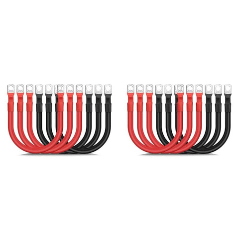 12PCS 4 AWG Battery Cables,30CM Marine Battery Inverter Cables Set, with 3/8In Tinned Copper Lugs,for Automotive Solar,12 x 4 AWG Battery Cables,Black & Red In Australia - Darrahopens