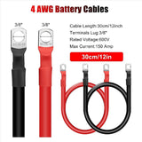 12PCS 4 AWG Battery Cables,30CM Marine Battery Inverter Cables Set, with 3/8In Tinned Copper Lugs,for Automotive Solar,12 x 4 AWG Battery Cables,Black & Red In Australia - Darrahopens