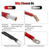 12PCS 4 AWG Battery Cables,30CM Marine Battery Inverter Cables Set, with 3/8In Tinned Copper Lugs,for Automotive Solar,12 x 4 AWG Battery Cables,Black & Red
