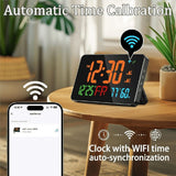 2X Digital Clock Alarm Clock WiFi Clock, Extra Large Letters, Temperature & Humidity, Calendar, Week,B,2x Alarm clock 2x power cord,Black In Australia - Darrahopens