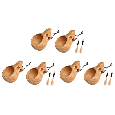 6Pack Nordic Style Wooden Cup Cup Portable Outdoor Camping Drinking Mug Wooden Coffee Cup with Wooden Spoon,6 x cups 6 x spoons,Wood Color In Australia - Darrahopens