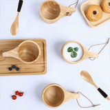 6Pack Nordic Style Wooden Cup Cup Portable Outdoor Camping Drinking Mug Wooden Coffee Cup with Wooden Spoon,6 x cups 6 x spoons,Wood Color