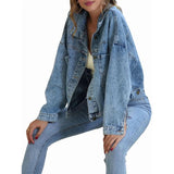 Women'S Short Loose Casual Large Pocket Denim Jacket Blue M In Australia - Darrahopens