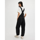 Womens Denim Overalls Loose Fit Leg Adjustable Strap Hip Hop Jean Jumpsuits Black S