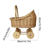 Woven Rattan Stroller Shaped Flower Basket with Handle, Versatile Trolley Decorative Flower Basket, Wicker  Carriage, Handwoven for Weddings,  Showers, Floral Arrangements In Australia - Darrahopens