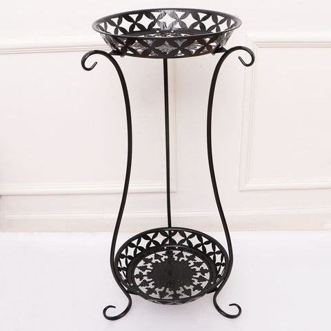 Wrought Iron Plant Pot Shelf with Vase Shape Design, Black, 800mm Height, Indoor and Outdoor Garden Decor Stand In Australia - Darrahopens