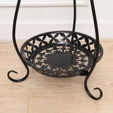 Wrought Iron Plant Pot Shelf with Vase Shape Design, Black, 800mm Height, Indoor and Outdoor Garden Decor Stand
