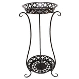 Wrought Iron Plant Pot Shelf with Vase Shape Design, Black, 800mm Height, Indoor and Outdoor Garden Decor Stand In Australia - Darrahopens