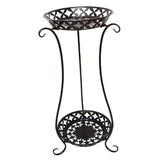 Wrought Iron Plant Pot Shelf with Vase Shape Design, Black, 800mm Height, Indoor and Outdoor Garden Decor Stand