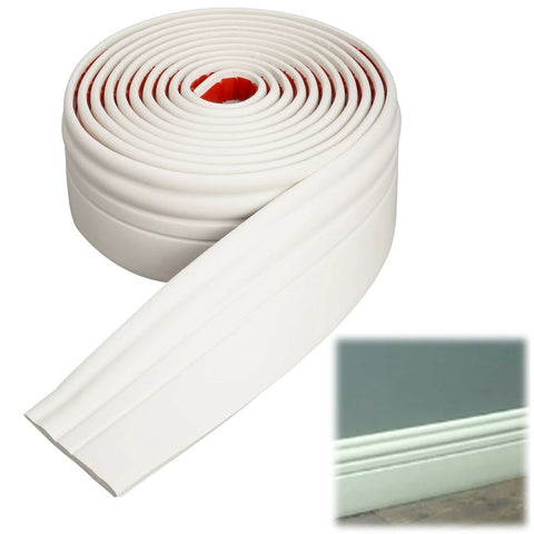 Flexible Wall Base Moulding Trim, Peel and Stick Rubber Baseboard Molding, 3.86 Inch x 16.4 Feet Self-Adhesive Vinyl Wall Base Cove Base (Creamy White)