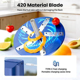 2 in 1 Automatic Peeling Machine,Electric Potato Peeler,Grape & Garlic Peeler Machine Rechargeable Wireless Fruit & Veggie Peeler for Home Kitchen,Blue,11.1x11.5 In Australia - Darrahopens