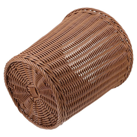 Imitation Rattan Wicker Waste Basket Plastic Garbage Bin for Home Office Bathroom in Brown In Australia - Darrahopens