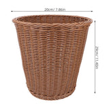 Imitation Rattan Wicker Waste Basket Plastic Garbage Bin for Home Office Bathroom in Brown In Australia - Darrahopens