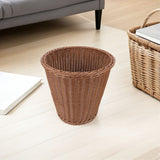 Imitation Rattan Wicker Waste Basket Plastic Garbage Bin for Home Office Bathroom in Brown In Australia - Darrahopens