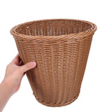 Imitation Rattan Wicker Waste Basket Plastic Garbage Bin for Home Office Bathroom in Brown In Australia - Darrahopens