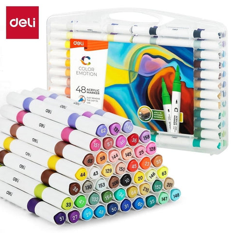 Deli Quick Drying Acrylic Paint Markers Paint Pens Set for Wood, Rock, Canvas, Pens,12 Colors In Australia - Darrahopens