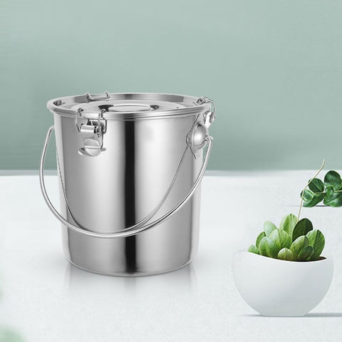 Stainless Steel Sealed Bucket Silver with Handle for Storage In Australia - Darrahopens