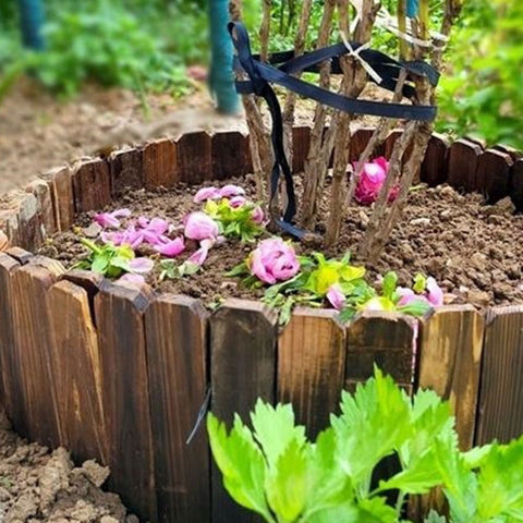 Garden Lawn Edging Fence Wood Coffee 1 Set Decorative Garden Border Natural Atmosphere In Australia - Darrahopens