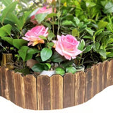 Garden Lawn Edging Fence Wood Coffee 1 Set Decorative Garden Border Natural Atmosphere
