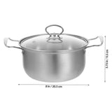 1Set Lightweight Stainless Steel Kitchen Pot Set Includes Frying Pan and Stock Pot