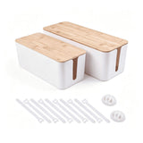 2 Pack Cable Management Box - Cord Organizer Box with Wooden Lid for Tv Wires, Power Strips, Router, Usb Hub & under Desk Power: Baby & Pet Proof Cord Management, Cord Hider