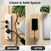 2 Pack Cable Management Box - Cord Organizer Box with Wooden Lid for Tv Wires, Power Strips, Router, Usb Hub & under Desk Power: Baby & Pet Proof Cord Management, Cord Hider