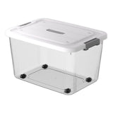 Extra Large Plastic Storage Container with Rolling Wheels, Heavy Duty Organizer Box for Garage Home, Portable Stackable Bin (Clear, 45x33cm)