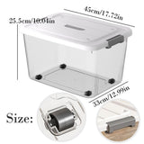 Extra Large Plastic Storage Container with Rolling Wheels, Heavy Duty Organizer Box for Garage Home, Portable Stackable Bin (Clear, 45x33cm)